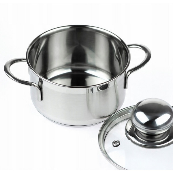 Garnek ze stali nierdzewnej 12cm 0,8L, pokrywka, indukcja - SSW CITI 