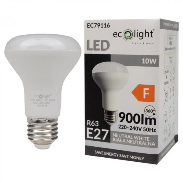 Żarówka LED E27 R63 - 10W 900lm - 230V 4000K (neutralna-biała) - EC79116 Eco Light
