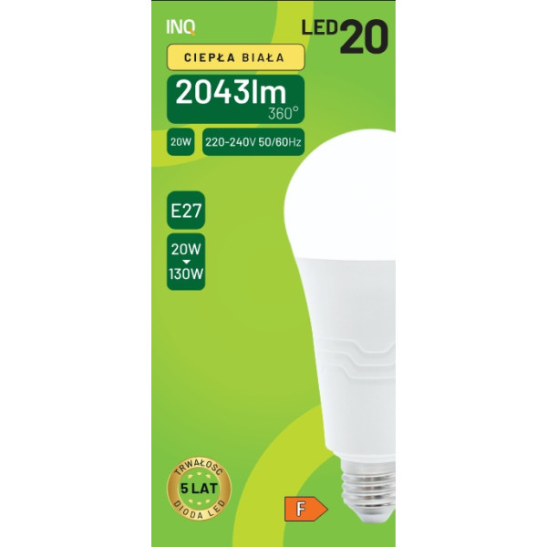 Żarówka LED A70 E27 20W ( 130W) 2043lm 3000K - INQ ELA074WW