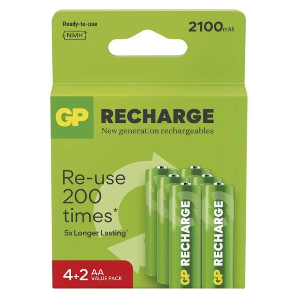 Akumulator AA (R6) Ni-MH Recharge - 2100mAh 1.2V GP (cena za 6 szt.)