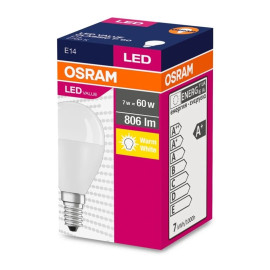 Żarówka LED E14 7W (  60W) 806lm - kulka 230V 2700K (ciepło-biała) - LED VALUE OSRAM