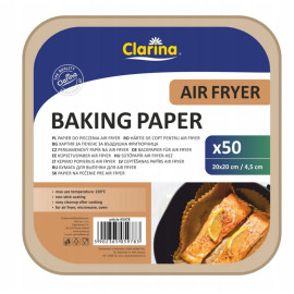 Wkład do frytkownicy beztłuszczowej (air fryer), papier do pieczenia 20x20cm /4,5cm, 220st.C, kpl 50 szt. Clarina 5978