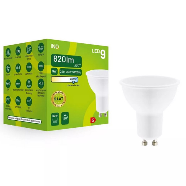 Żarówka LED MR16 GU10 9W 820lm 6000K INQ MR036CW