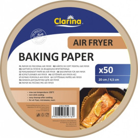 Wkład do frytkownicy beztłuszczowej (air fryer), papier do pieczenia śr. 20cm /4,5cm, 220st.C, kpl 50 szt. Clarina 5976