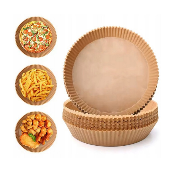 Wkład do frytkownicy beztłuszczowej (air fryer), papier do pieczenia śr. 20cm /4,5cm, 220st.C, kpl 50 szt. Clarina 5976