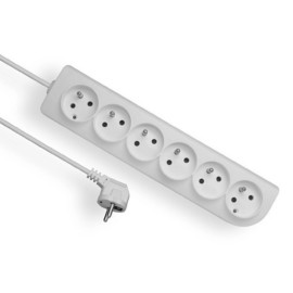 Przedłużacz 6 gniazd z uziemieniem, 1,5m - 3x2P+Z 10A 250V, szaro/biały - PSN-601,5-9 Elgotech