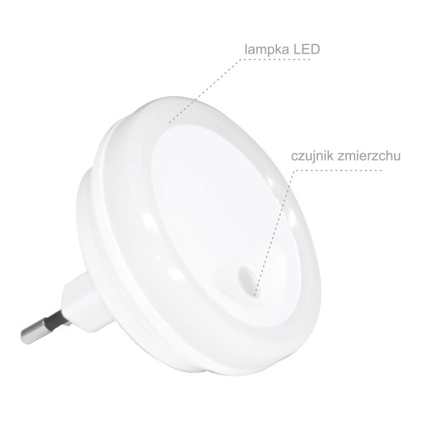 NL04 Lampka nocna LED 0.4W 4lm z czujnikiem zmierzchu