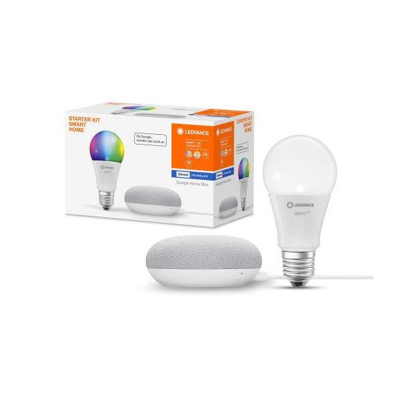 SMART+ BT zestaw GŁOŚNIK GOOGLE HOME MINI + CLASSIC A60 RGBW E27 FR [487444]
