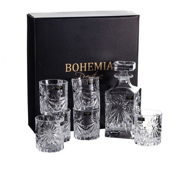 Zestaw do whisky: karafka 850ml + 6 szklanek 320ml - Fiore Bohemia Prestige 802411