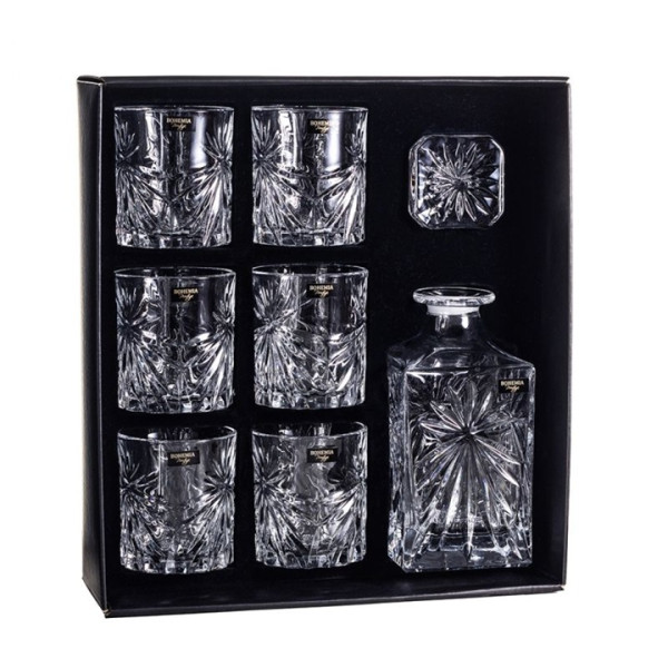Zestaw do whisky: karafka 850ml + 6 szklanek 320ml - Fiore Bohemia Prestige 802411