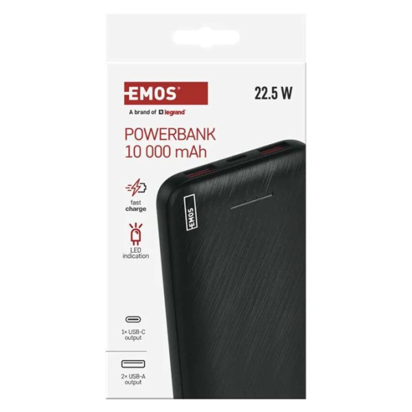 Powerbank AlphaQ3, 10 000 mAh, 22,5 W, czarny - B0571B  EMOS