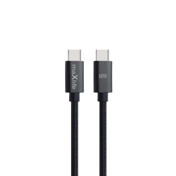 Kabel USB-C - USB-C 1,0m szybkie ładowanie 60W czarny - MXUC-12 Maxlife 