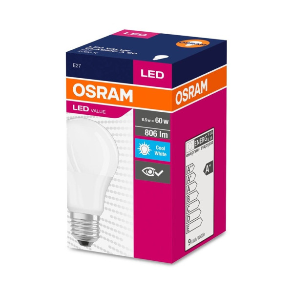 LED VALUE A 60 - 8,5W (60W) 806lm 4000K  żarówka LED E27 (cena zawiera KGO) 4052899973381