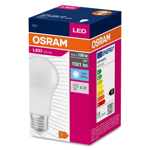 LED VALUE A 100 - 13W (100W) 1521lm 4000K żarówka LED E27 (cena zawiera KGO) 4052899973428