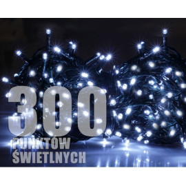 Lampki choinkowe zewnętrzne 300xLED 30m zimno białe LZ-ECO-LED-300 ZB