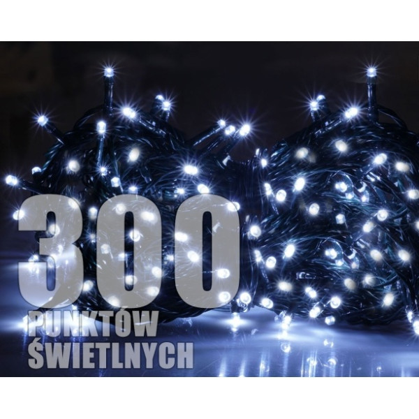 Lampki choinkowe zewnętrzne 300xLED 30m zimno białe LZ-ECO-LED-300 ZB
