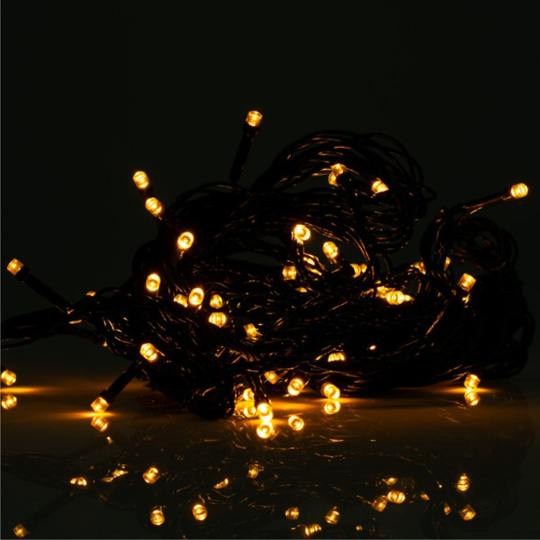 XMAS100-WHITE  Lampki choinkowe LED 100 białe-ciepłe, IP20, 4W, 8 programów, przewód 10m  