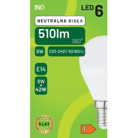 Żarówka LED G45 E14 6W KULKA 510lm 4000K INQ ELP035NW