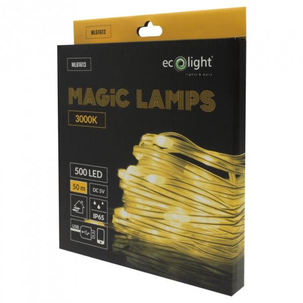 ML61613 Magiczne lampki 500x LED 3000K 50m DC5V + aplikacja