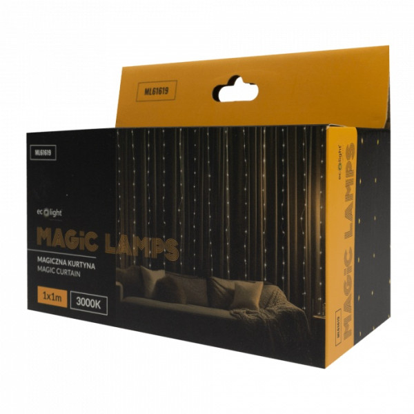 ML61619 Magiczna kurtyna 100x LED 1m*1m 3000K DC5V + aplikacja