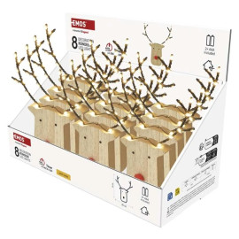 DCWW42 Dekoracje - renifer 8 LED , 16 cm, 2x AAA, ciepła biel, IP20, timer, 2xAAA