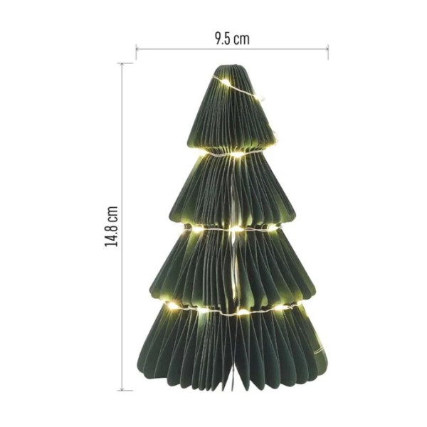 DCAW22 Dekoracje - choinka papierowa 35 LED, 30 cm, ciepła biel, 3× AA, IP20, timer, 2xAA