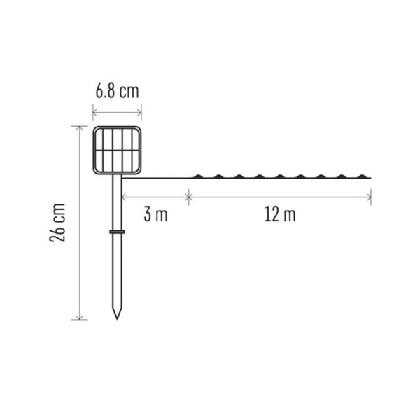 D3ZC01 20 LED nano łezki z panelem solarnym, miedź, 12 m, IP44, zimna biel, timer