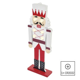DCWW38 Dekoracje - 6 LED drewniany żołnierz 29 cm 1 × CR2032, ciepła biel, IP20
