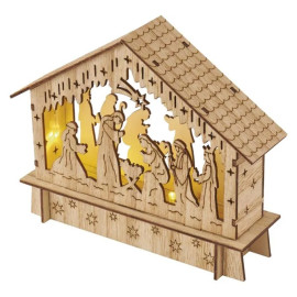 DCWW34 Dekoracje - 6 LED szopka 18,5x15 cm 2x AA, ciepła biel, IP20, timer