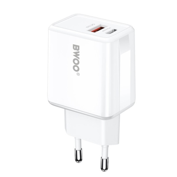 ładowarka sieciowa 20W+18W QC 1x USB-A + 1x USB-C biała - BWOO CDA182 