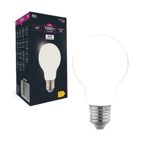 Żarówka LED E27 8W (zamiennik 66W) 1000lm - A60 230V 4000K (neutralno-biała) - EDA031NW-M INQ 