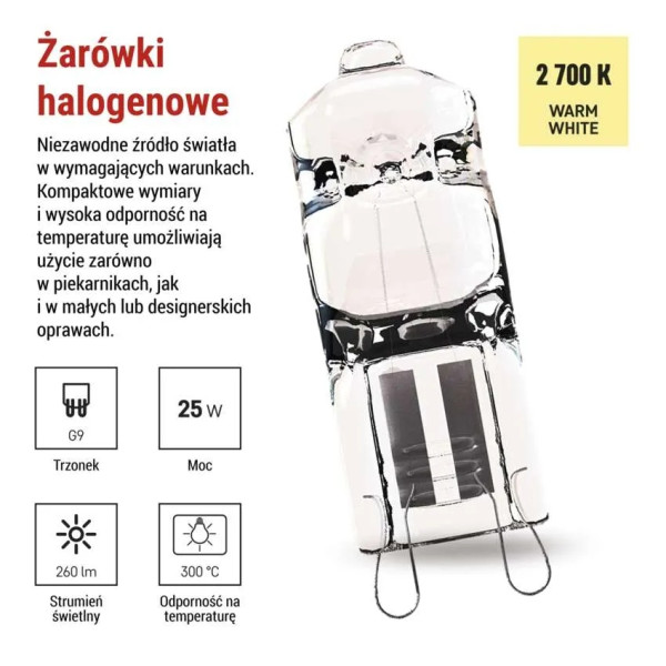 Żarówka halogenowa G9 25W 230V - ZE0304 Emos