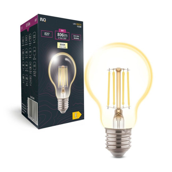 Żarówka LED A60 E27 6W (zamiennik 60W) 806lm 3000K EDA020WW INQ