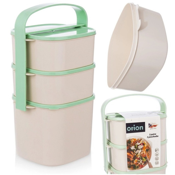 Menażka obiadowa plastikowa 3-poziomowa 2l + 2x1,15 l - 120962 Orion