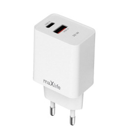 Maxlife MXTC-13-20AC ładowarka sieciowa 20W PD QC  1xUSB-C + 1xUSB biała