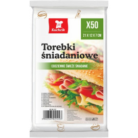 Kuchcik, Torebki śniadaniowe papierowe 21x12,5x7cm (50szt.) [2122]