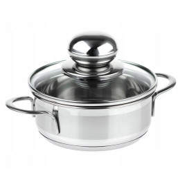 Garnek stalowy 0,6L, 12cm, indukcja, z pokrywką - SSW CITY