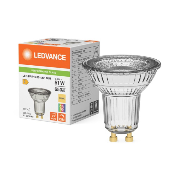 LED PAR16 80 120° DIM P 6.9W 930 GU10 - żarówka LED GU10 6,9W 650lm 3000K ściemnialna