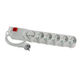 Przedłużacz przeciwprzepięciowy, 5-krotny, 1,5m + 2 gniazda USB - MPSF2U-501 