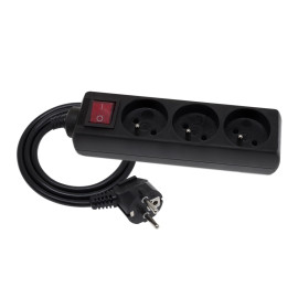 Przedłużacz z wyłącznikiem 3 gniazda z uziemieniem, 5m - 3X2P+Z 10A 250V czarny - EPS-305W-2 Elgotech