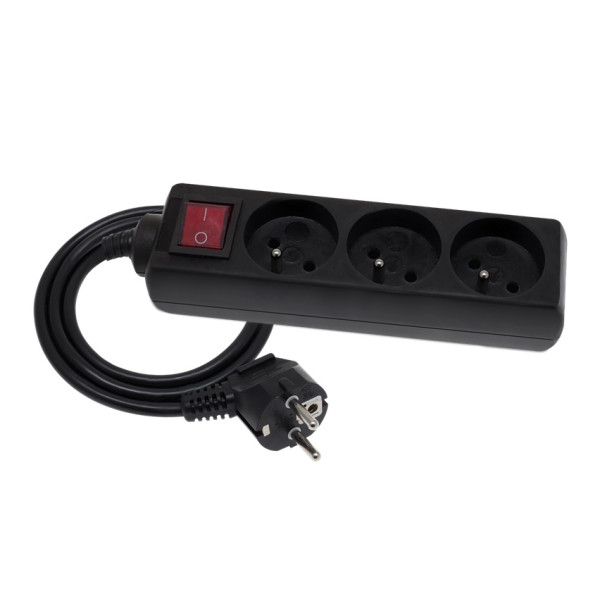 Przedłużacz z wyłącznikiem 3 gniazda z uziemieniem, 5m - 3X2P+Z 10A 250V czarny - EPS-305W-2 Elgotech