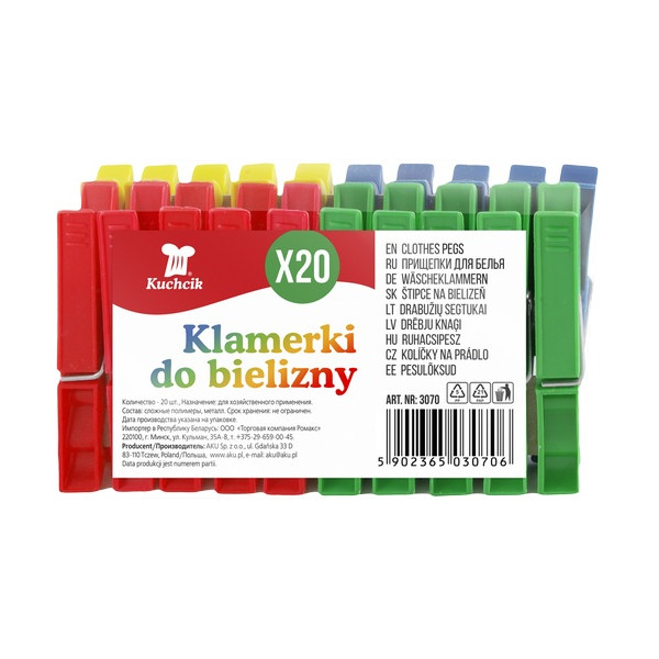 Kuchcik, Klamerki do bielizny 20 szt. [3070]