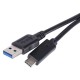 SM7021BL  PRZEWÓD USB do USB C (USB 3,1; szybkie ładowanie 3A, dł 1m) CZARNY

